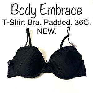 5/$15💥 36C T-Shirt Bra Striped Black Padded Cups